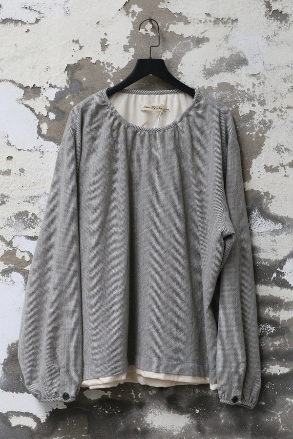 AVIVA JIFEI XUE 25 Autumn/Winter Round Neck Layered Balloon Top/Skirt AJX-FW25-RNLBT-DMCWD-Dove Microcheck Top (FW25-RNLBT)